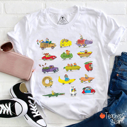 Children Books Cars Teacher T-Shirt