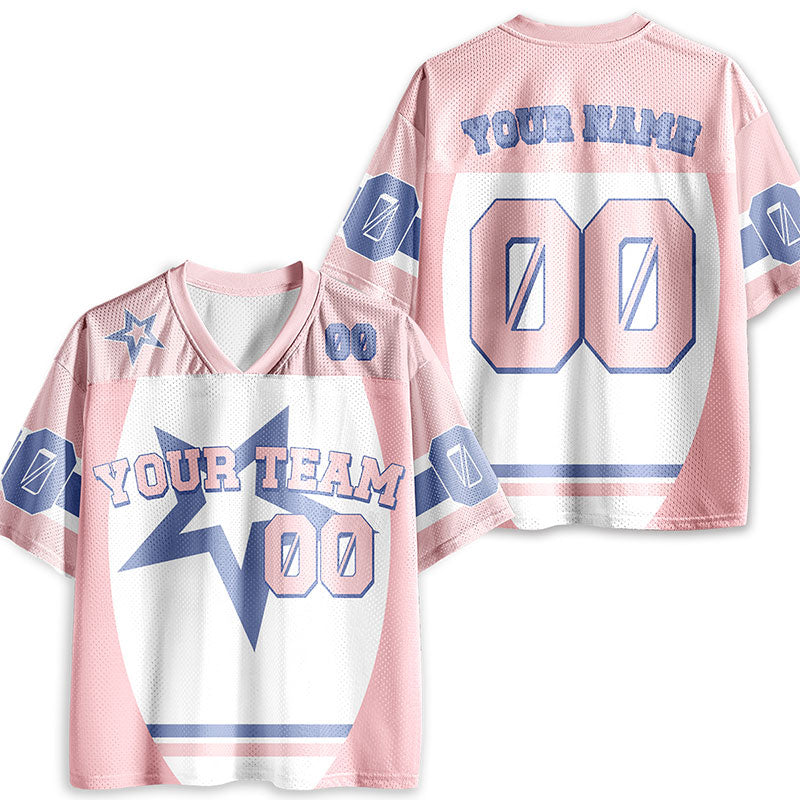 Personalized School Spirit Star Pink Teacher Mesh Jersey