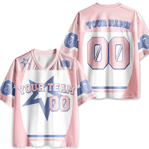 Personalized School Spirit Star Pink Teacher Mesh Jersey