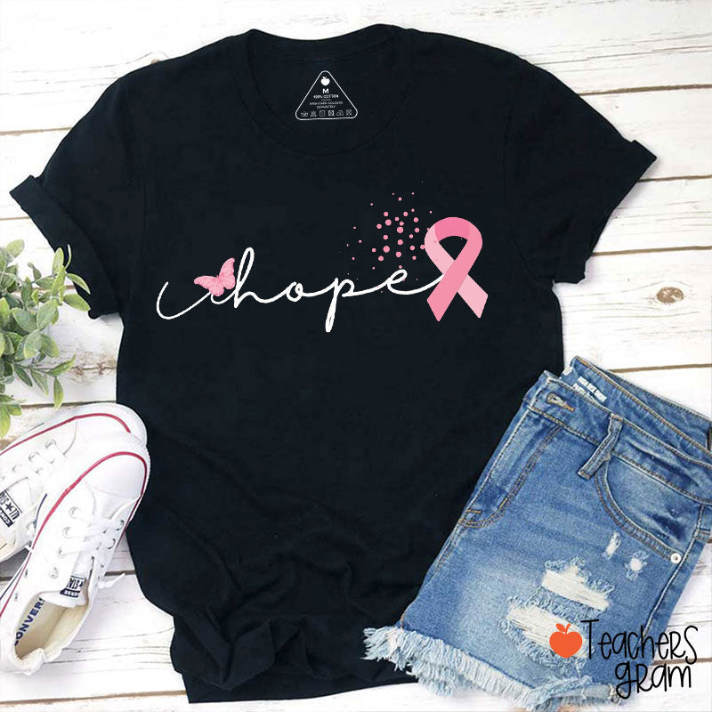Hope Ribbon Cancer Awareness Teacher T-Shirt