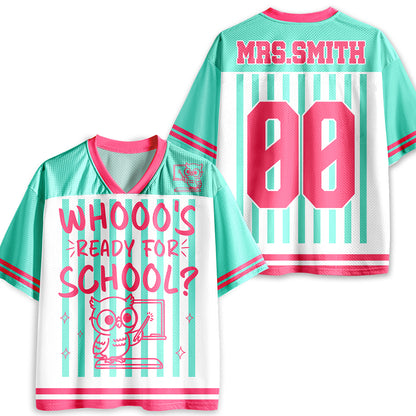 Personalized Animal Pun Striped Teacher Mesh Jersey
