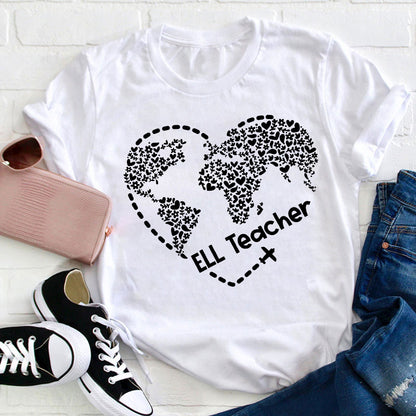 Ell Cute Heart Shape Teacher T-Shirt
