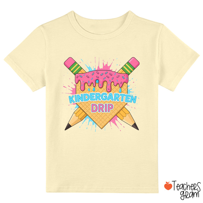 Personalized Grade Pencil Ice Cream Drip Class T-Shirt