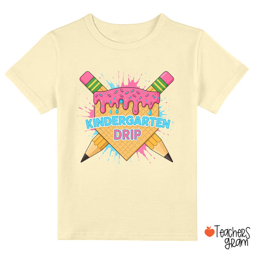 Personalized Grade Pencil Ice Cream Drip Class T-Shirt