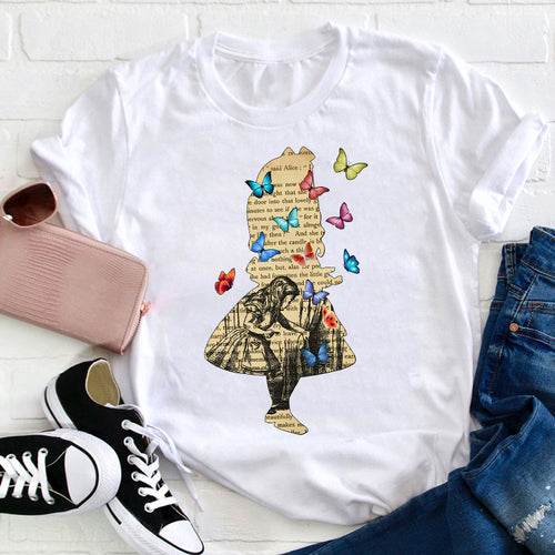 Vintage Alice In Wonderland Butterfly Teacher T-Shirt