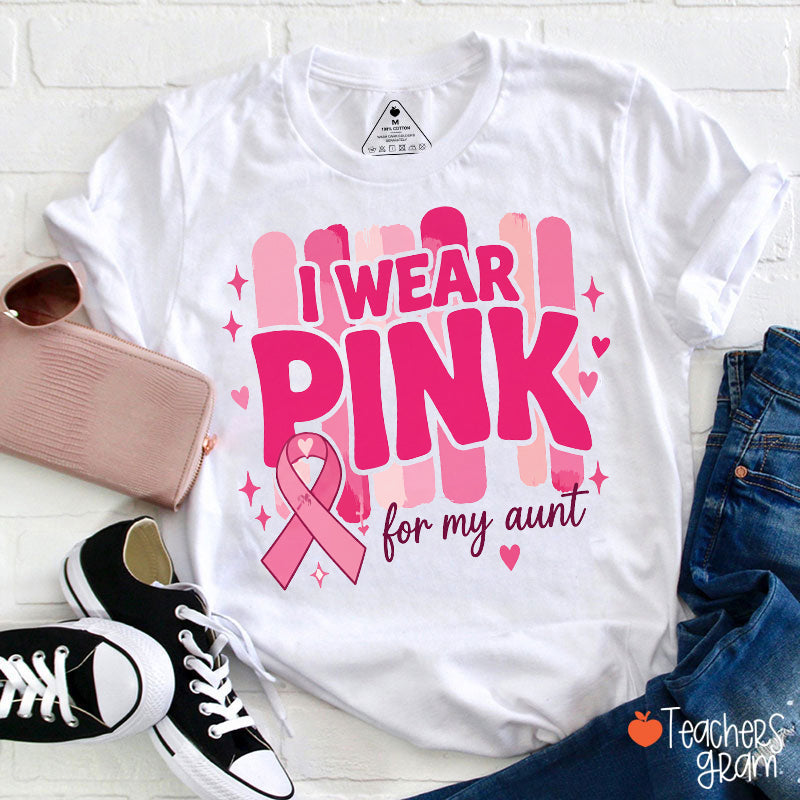 Personalized I Wear Pink For Teacher T-Shirt