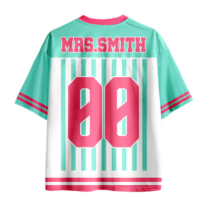 Personalized Animal Pun Striped Teacher Mesh Jersey