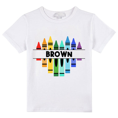 Personalized Name Colorful Crayons Class T-Shirt