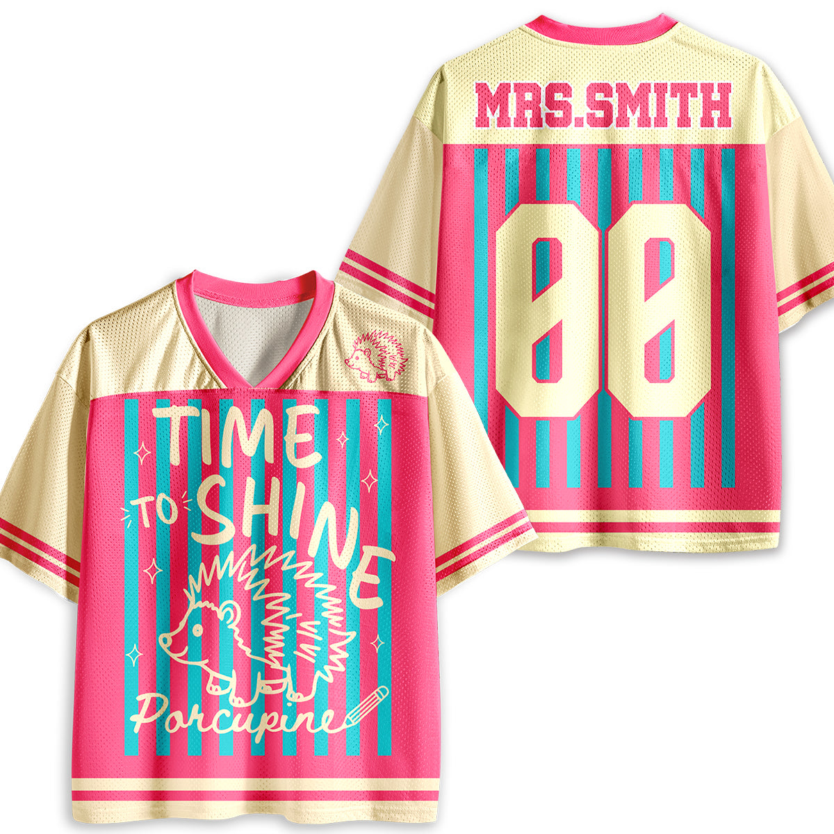 Personalized Animal Pun Striped Teacher Mesh Jersey