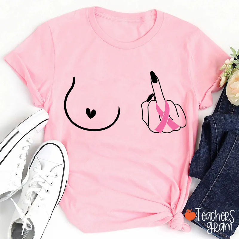 Middle Finger Minimal Line Art Distressed Washed Teacher T-Shirt
