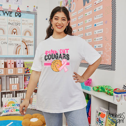 Personalized Mascot And Sport Pink Out Teacher T-Shirt
