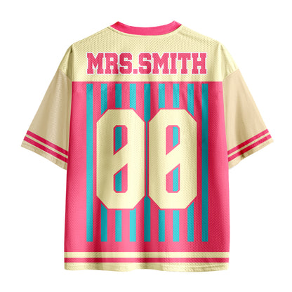 Personalized Animal Pun Striped Teacher Mesh Jersey