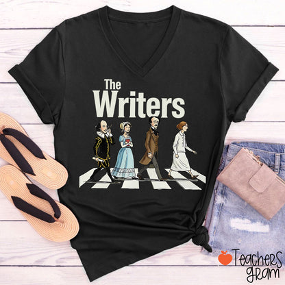 The Writers Funny Literature Teacher Female V-Neck T-Shirt