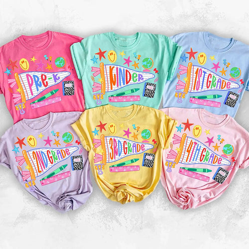 Personalized Grade Name Notebook Banner School Supply Teacher T-Shirt