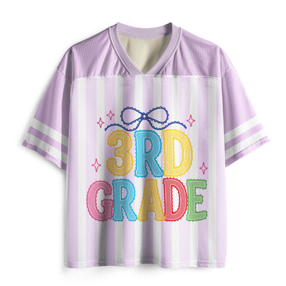 Personalized Grade And Name Lace Gingham Coquette Bow Teacher Mesh Jersey