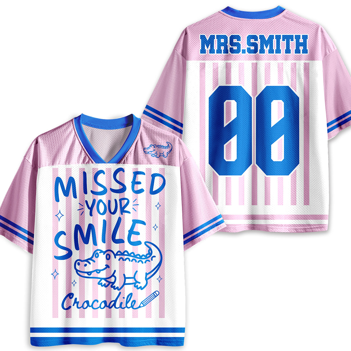 Personalized Animal Pun Striped Teacher Mesh Jersey