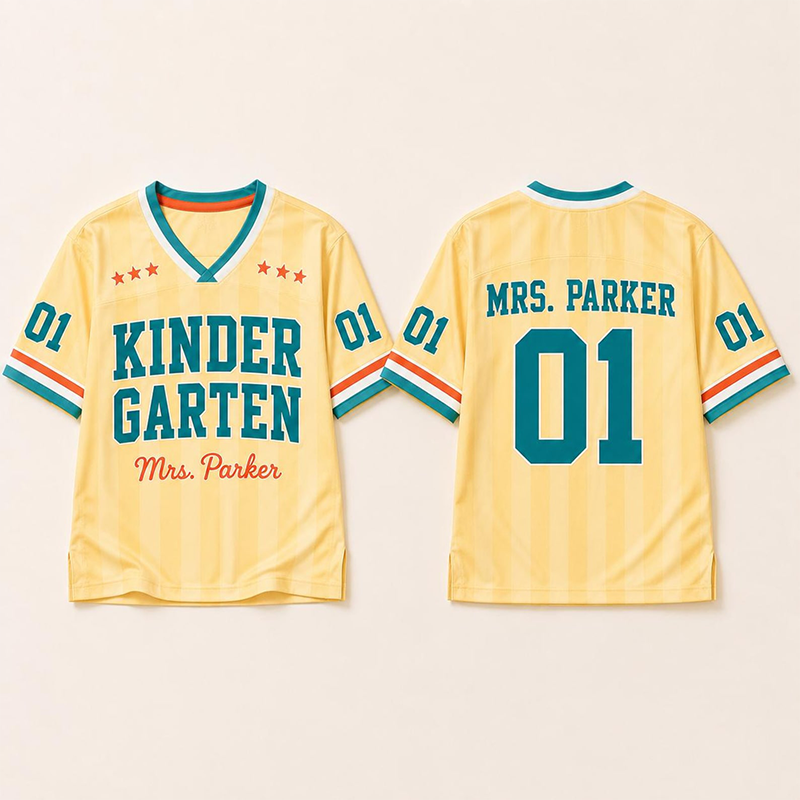 Personalized Name And Number Striped Star Print Teacher Mesh Jersey