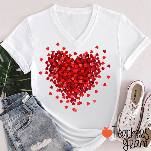 Let Love Fill Your Heart Teacher Female V-Neck T-Shirt