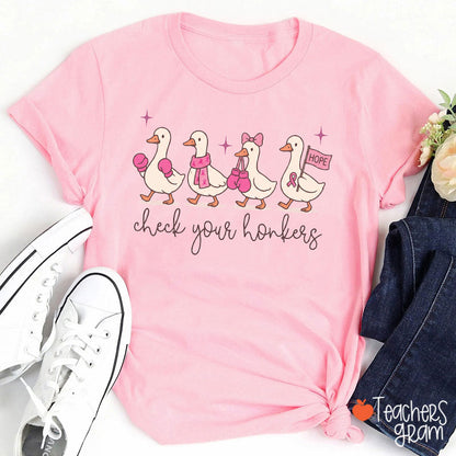 Check Your Honkers Silly Goose Teacher T-Shirt