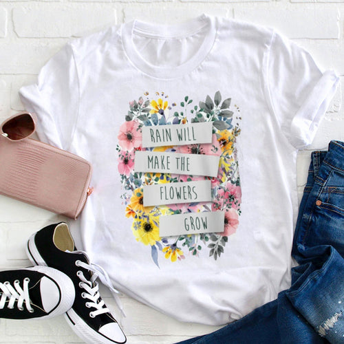 Rain Will Make The Flowers Grow Teacher T-Shirt