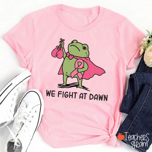 Superhero Frog Pink Ribbon Teacher T-Shirt
