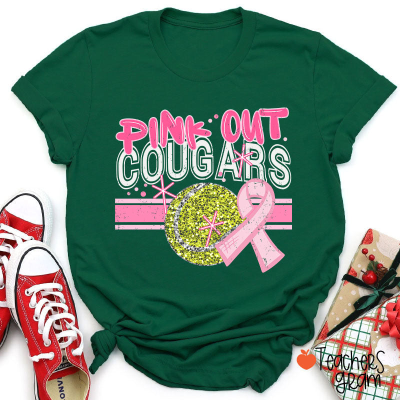 Personalized Mascot And Sport Pink Out Teacher T-Shirt
