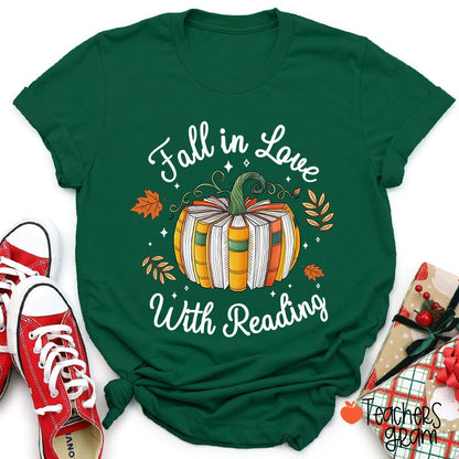 Fall In Love With Reading Autumn Teacher T-Shirt