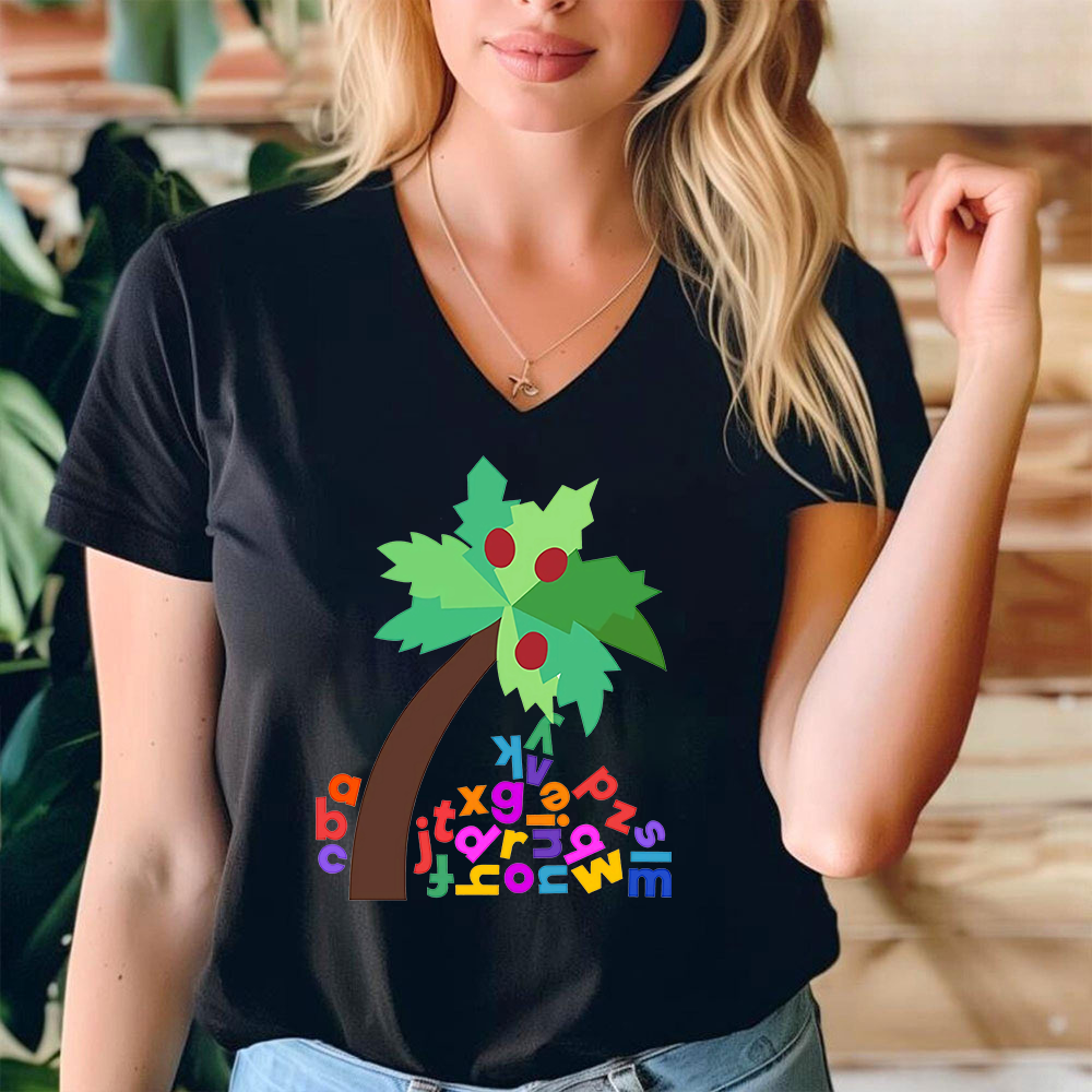Coconut Tree Teacher Female V-Neck T-Shirt