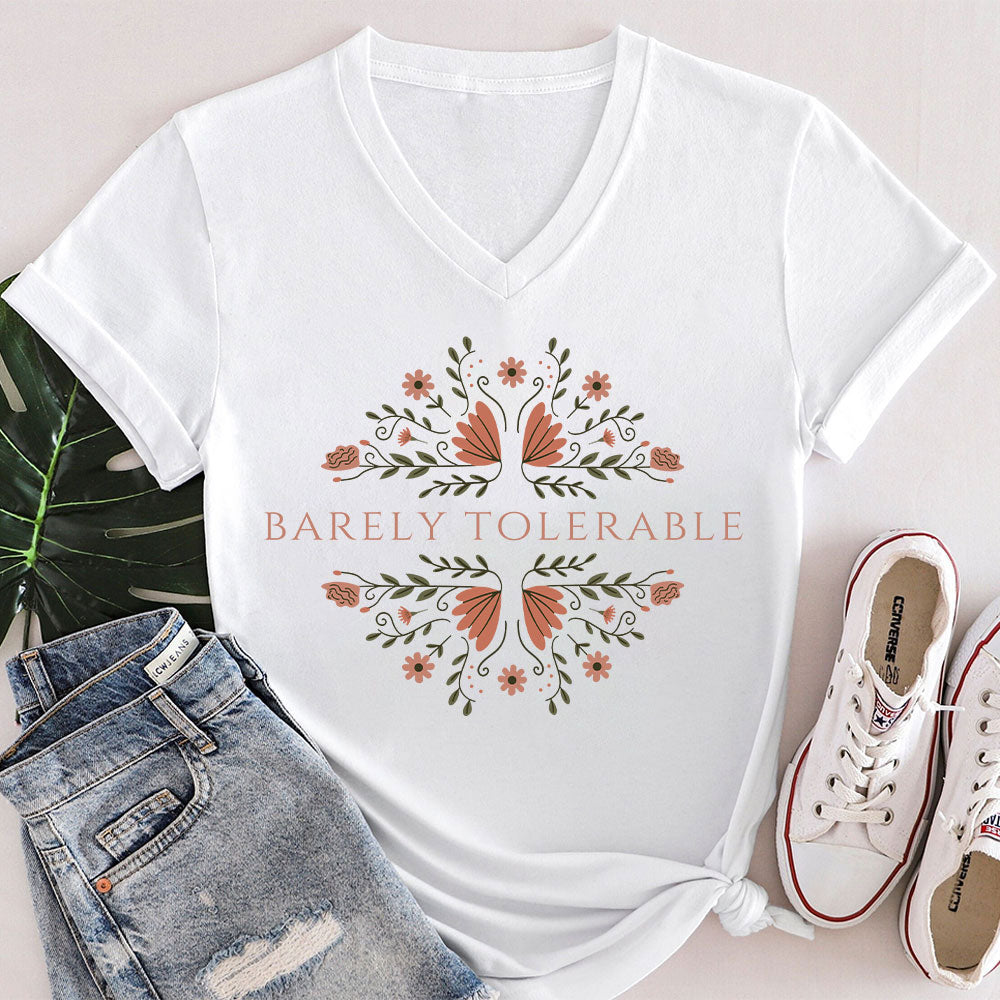 Barely Tolerable Pride And Prejudice Teacher Female V-Neck T-Shirt