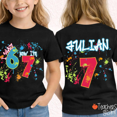 Personalized Name I Was Six Now I'm Seven Class Two Sided T-Shirt