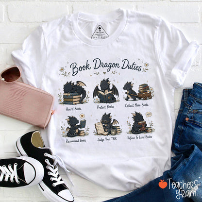 Book Dragon Duties Teacher T-Shirt