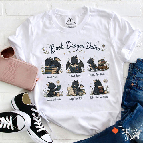 Book Dragon Duties Teacher T-Shirt