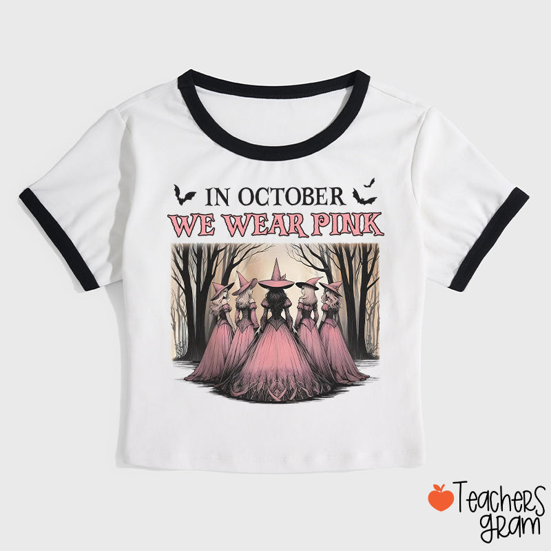 October Pink Witches Teacher Ringer T-Shirt