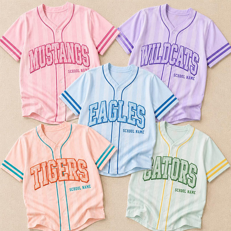 Personalized Mascot School Name Pinstripe Mesh Teacher Baseball Jersey