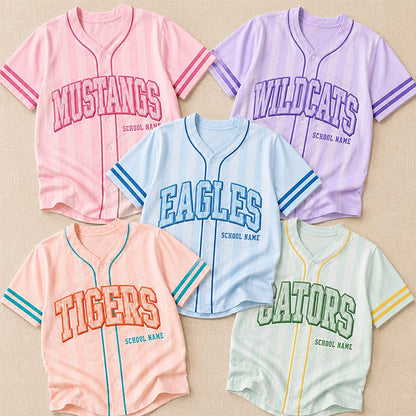 Personalized Mascot School Name Pinstripe Mesh Teacher Baseball Jersey