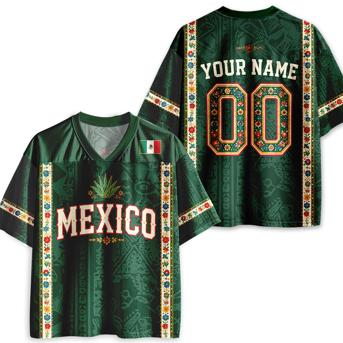 Personalized Floral Mexico Style Teacher Mesh Jersey
