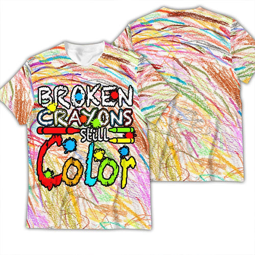 Cheer Up Broken Crayons Still Color Teacher Printed Super Soft T-Shirt