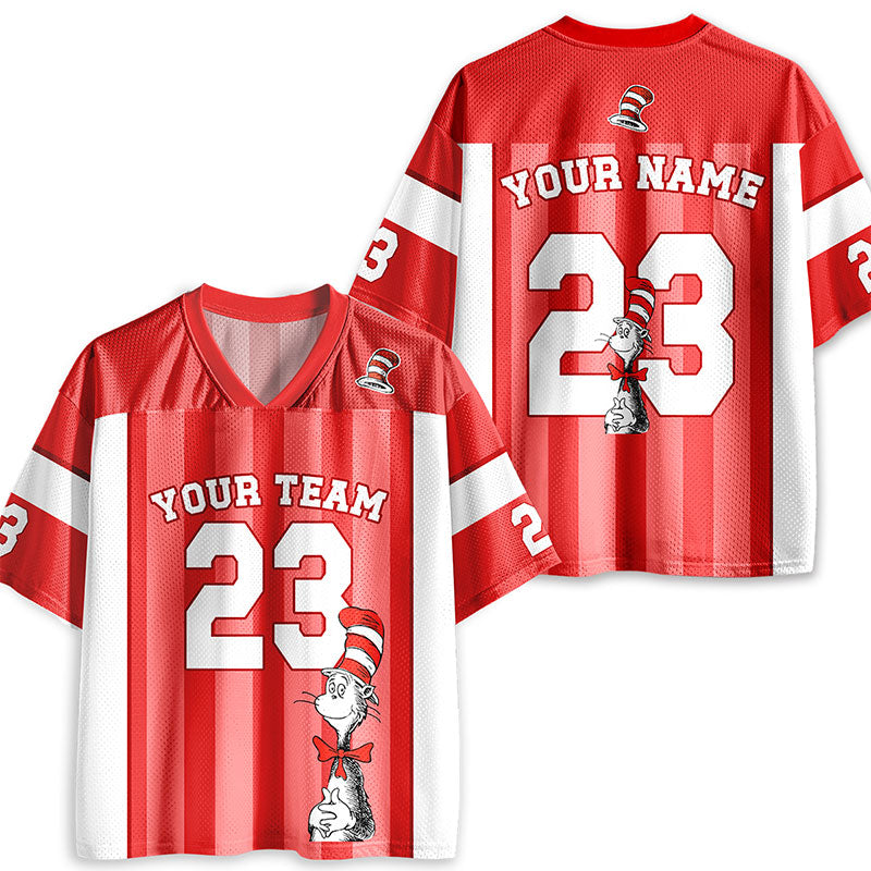 Personalized School Spirit Cat Red Mesh Jersey