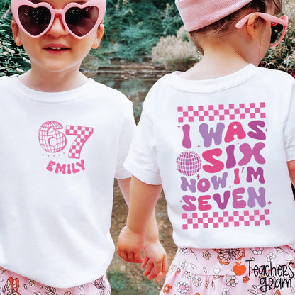 Personalized I Was 6 Now I’m 7 Checkered Class Two Sided T-Shirt