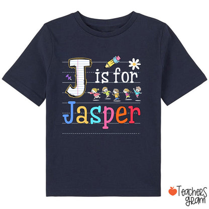 Personalized Name Alphabet Back To School Class T-Shirt