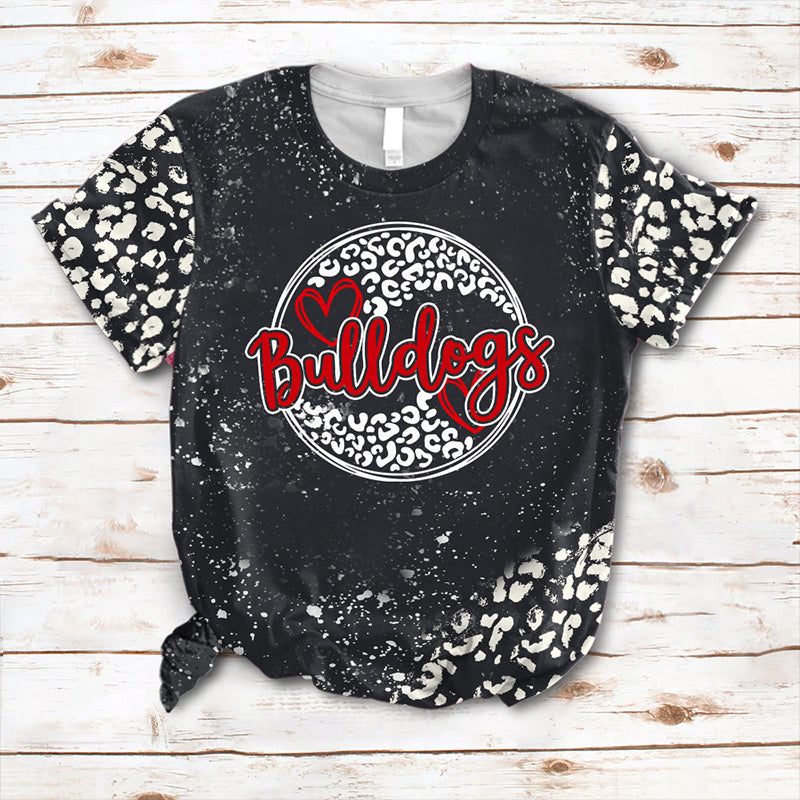 Personalized School Mascot Leopard Circle Teacher Printed Super Soft T-Shirt