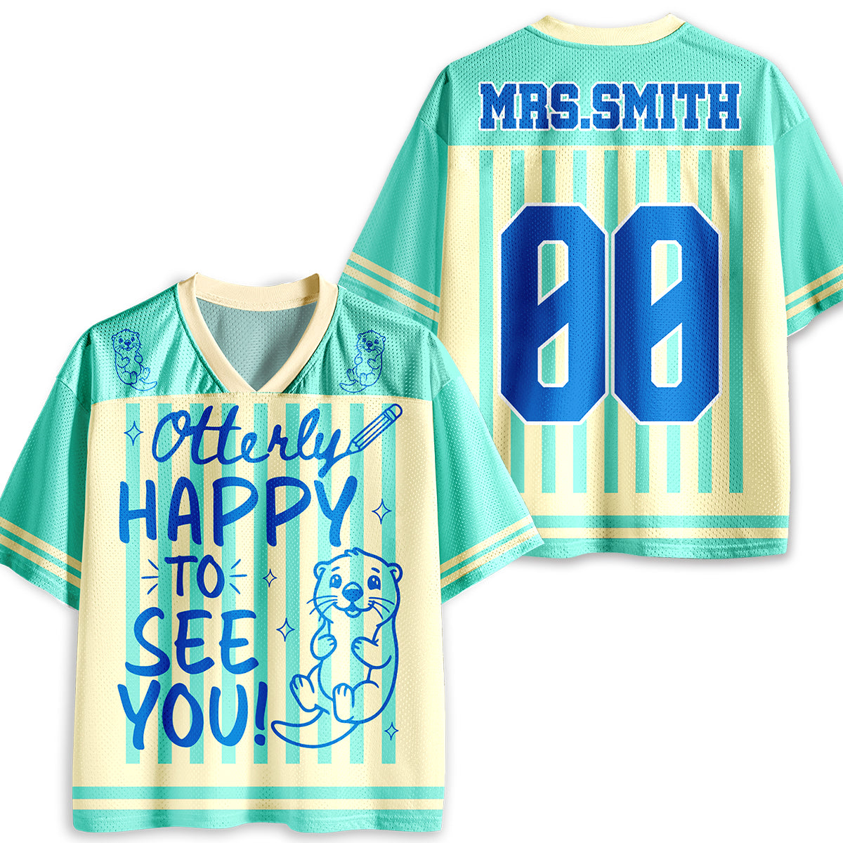Personalized Animal Pun Striped Teacher Mesh Jersey