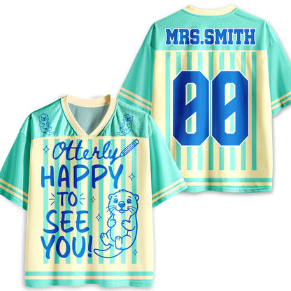 Personalized Animal Pun Striped Teacher Mesh Jersey