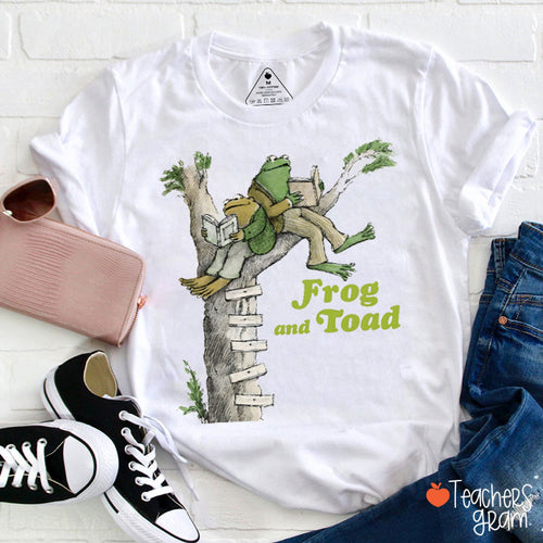 Frog And Friend Old Book Teacher T-Shirt