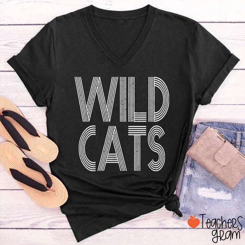 Personalized Mascot Simple Line Fonts School Spirit Teacher Female V-Neck T-Shirt