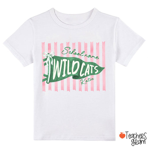 Personalized Mascot School Spirit Stripes Pennant Class T-Shirt