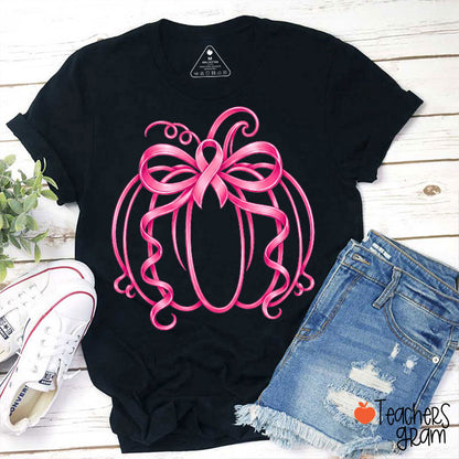 Pink Ribbon Pumpkin Teacher T-Shirt
