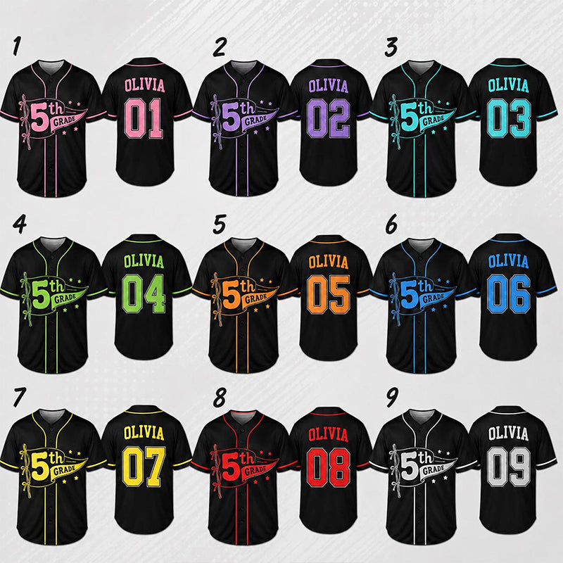 Personalized Grade Name And Number Bow Teacher Baseball Jersey