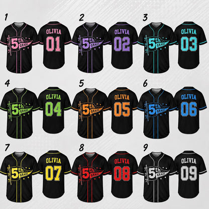 Personalized Grade Name And Number Bow Teacher Baseball Jersey