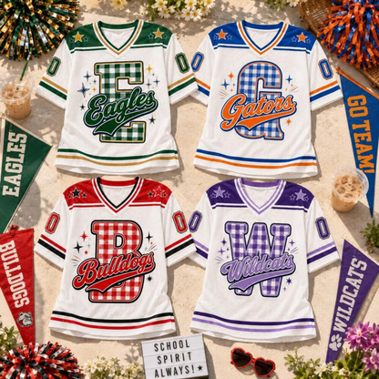 Personalized Mascot Name And Number Plaid Letter Teacher Mesh Jersey 